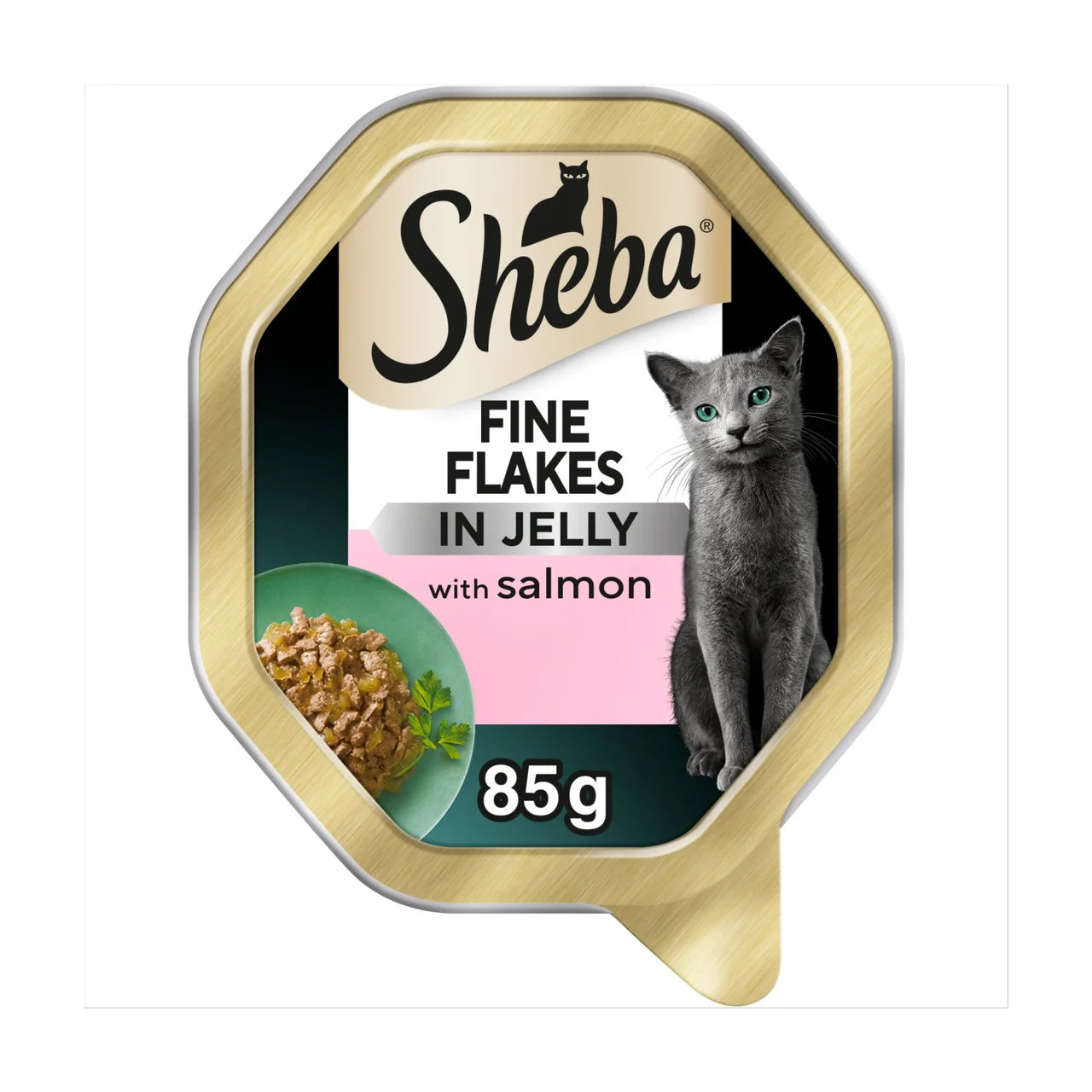 Sheba Fine Flakes Adult Wet Cat Food with Salmon Jelly Tray 85g