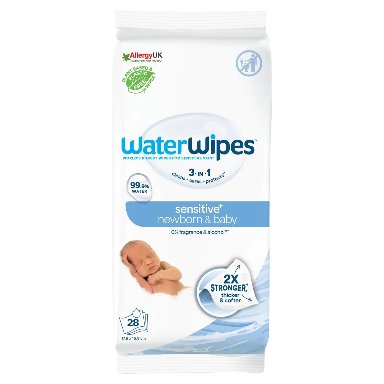 WaterWipes Baby Wipes Sensitive Newborn Plastic Free Wipes 28 Wipes Travel 28 per pack
