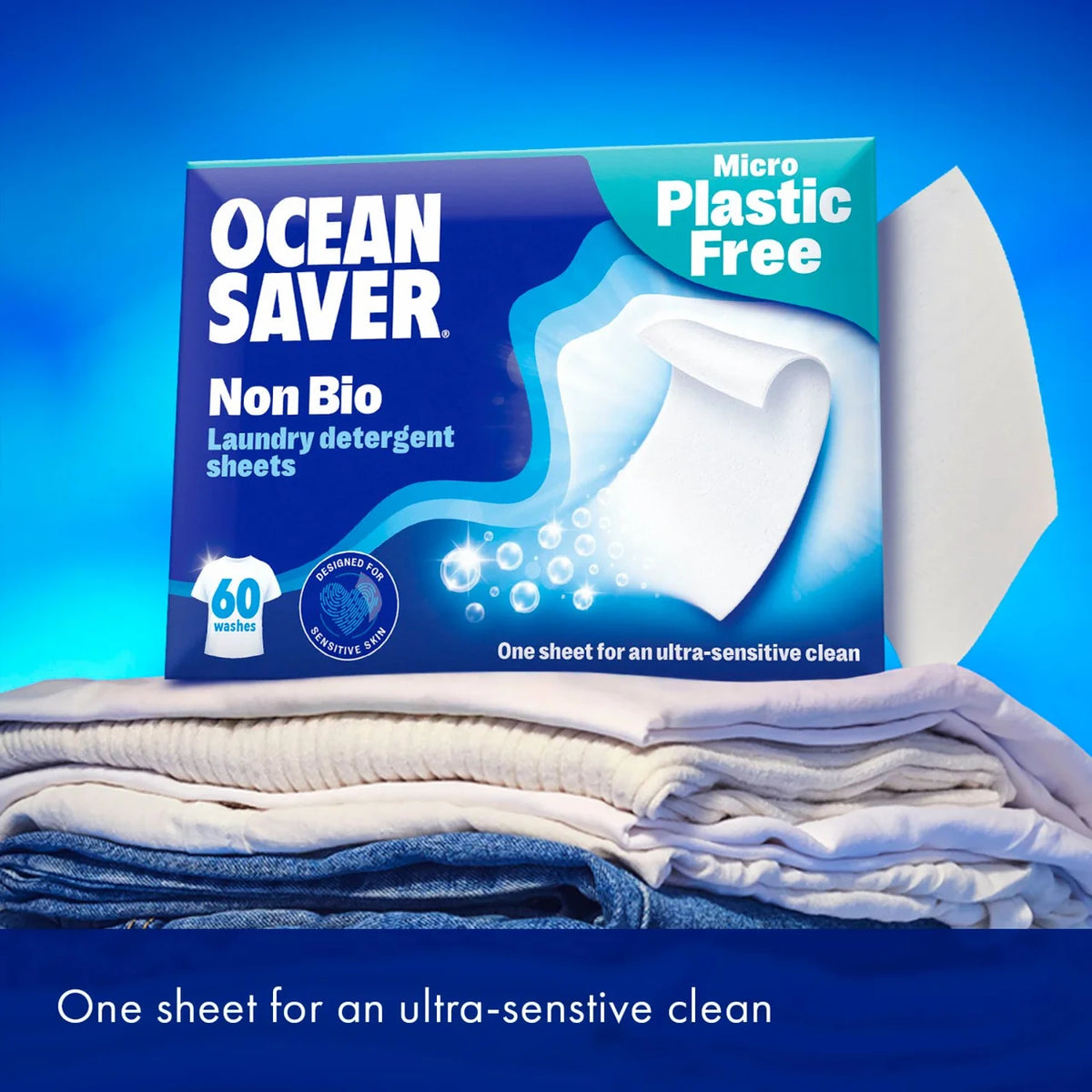 OceanSaver Plastic Free Non-Bio Laundry Detergent Sheets 60 per pack