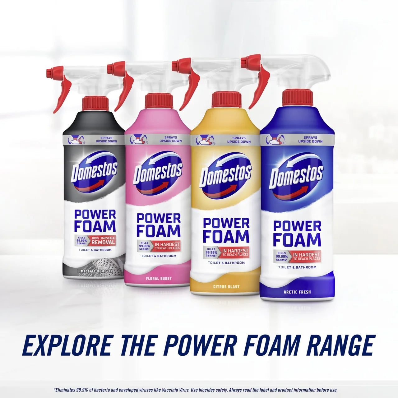 Domestos Power Foam Toilet & Bathroom Cleaner Spray Floral Burst 450ml