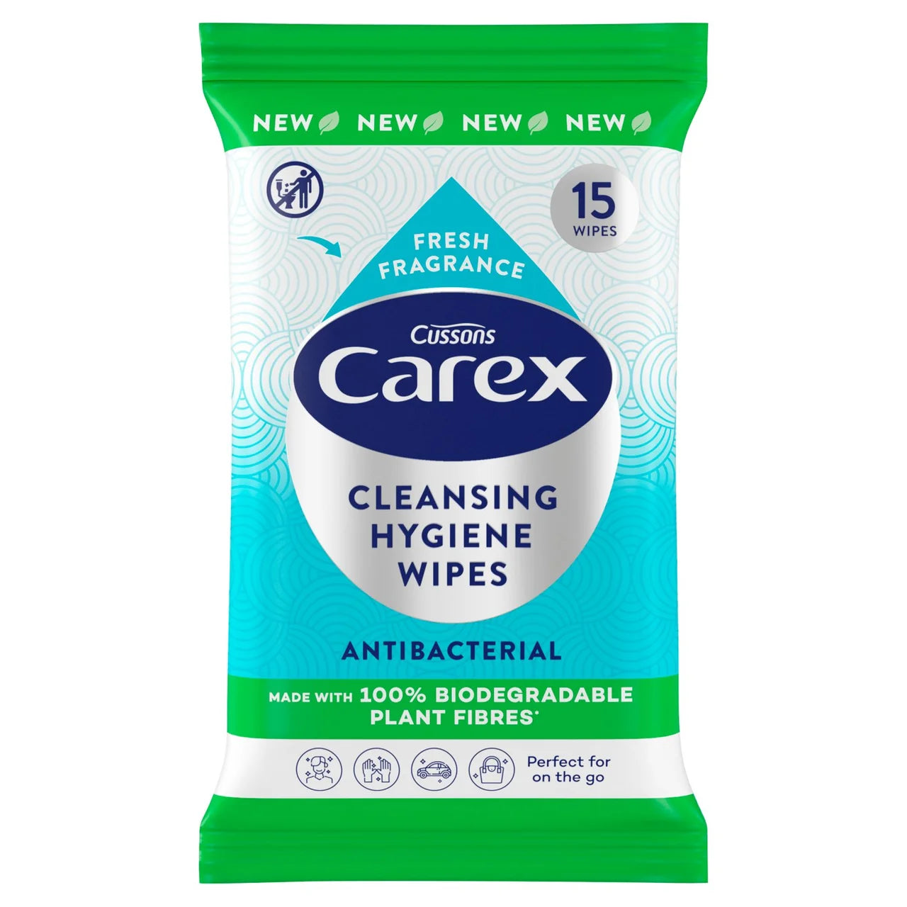 Carex Biodegradable Antibacterial Hand Wipes 15 per pack