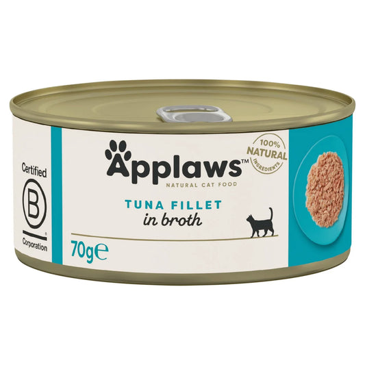 Applaws Natural Wet Cat Food Tin Tuna Fillet in Broth 70g