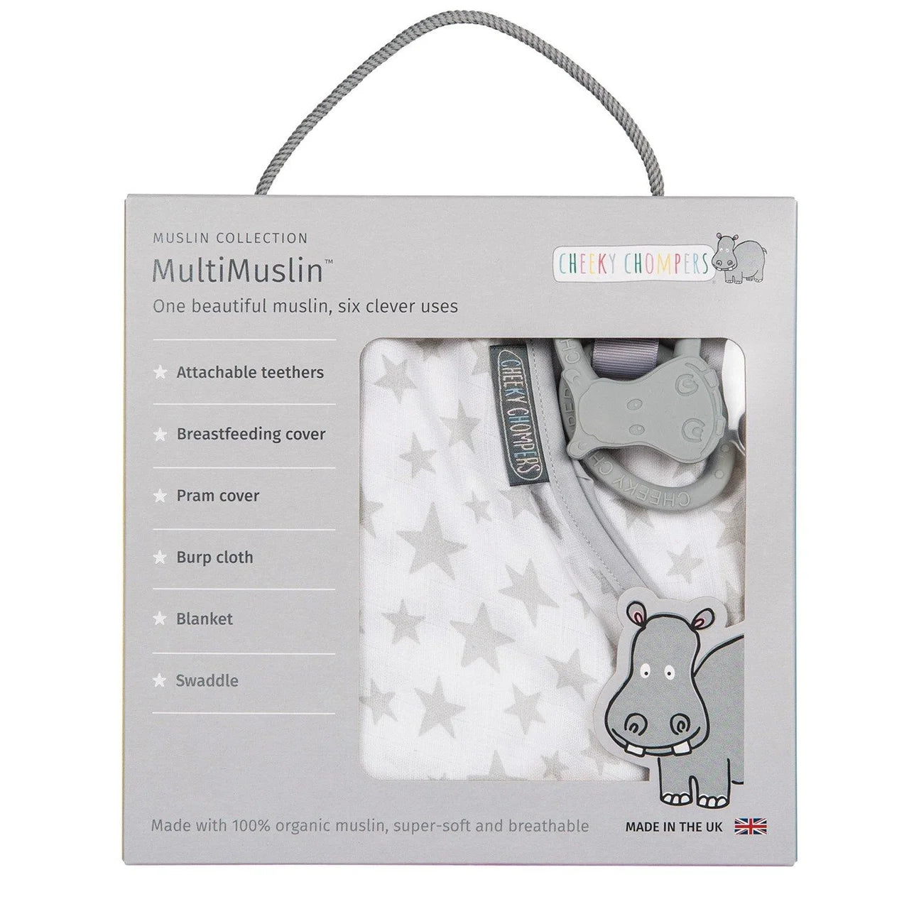 Cheeky Chompers 6 in 1 Multi Muslin Silver Stars