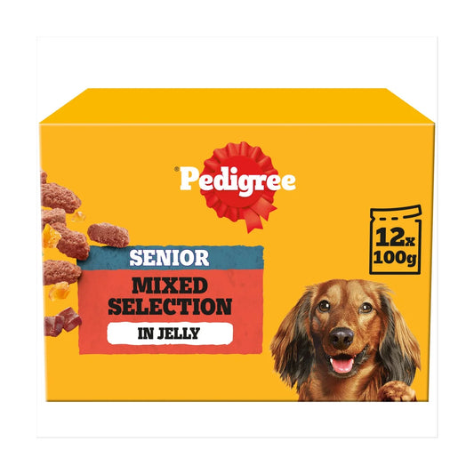 Pedigree Senior Wet Dog Food Pouches Mixed in Jelly 12x100g