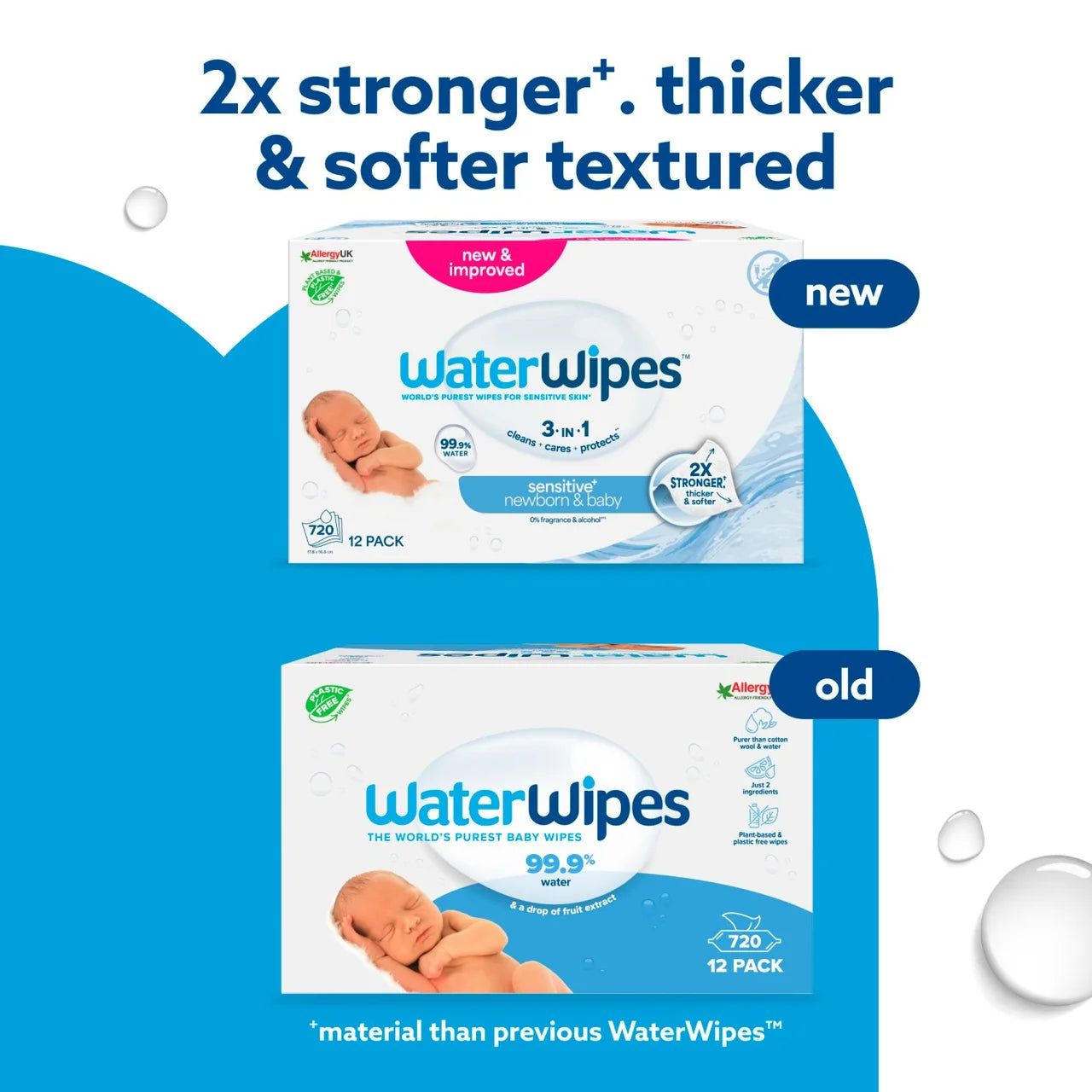 WaterWipes Baby Wipes Sensitive Newborn Plastic Free Wipes 12 x 60 per pack