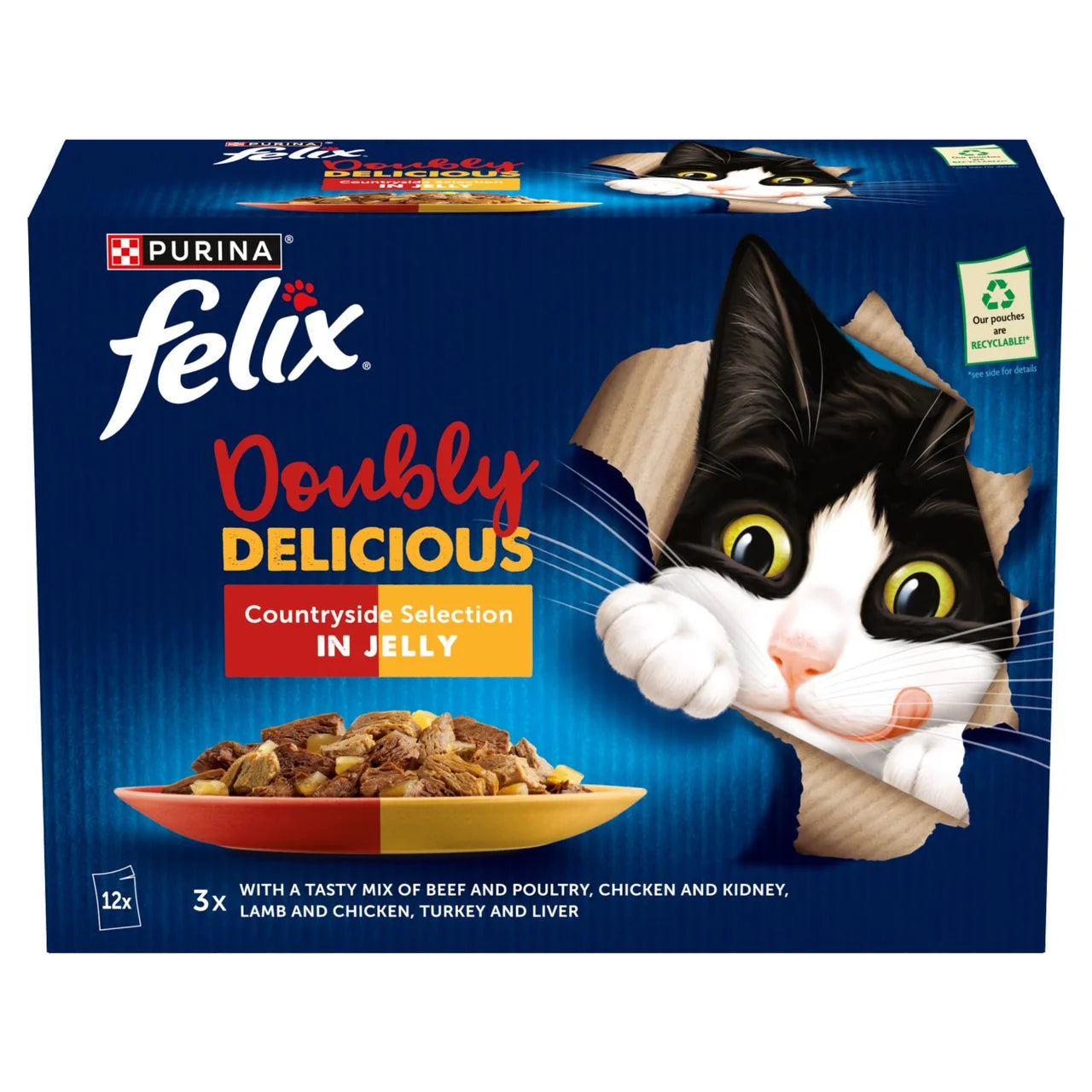 FELIX Doubly Delicious Countryside Selection in Jelly Wet Cat Food 12 x 85g