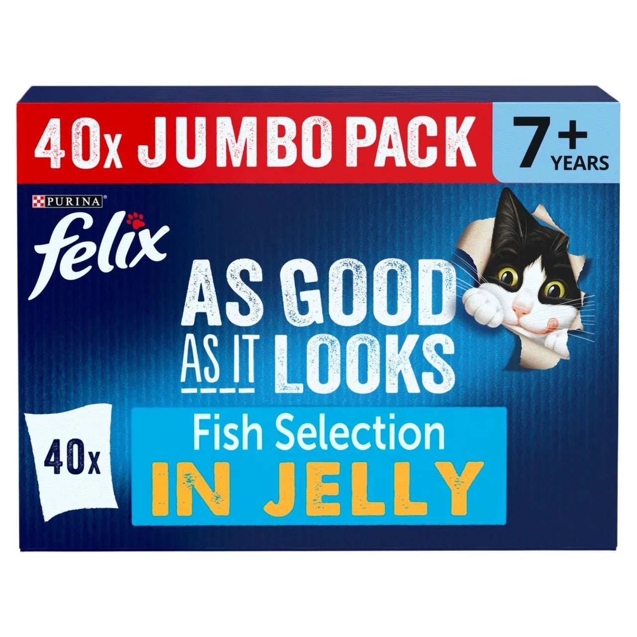 Felix As Good As it Looks Senior 7+ Fish in Jelly Wet Cat Food 40 x 85g