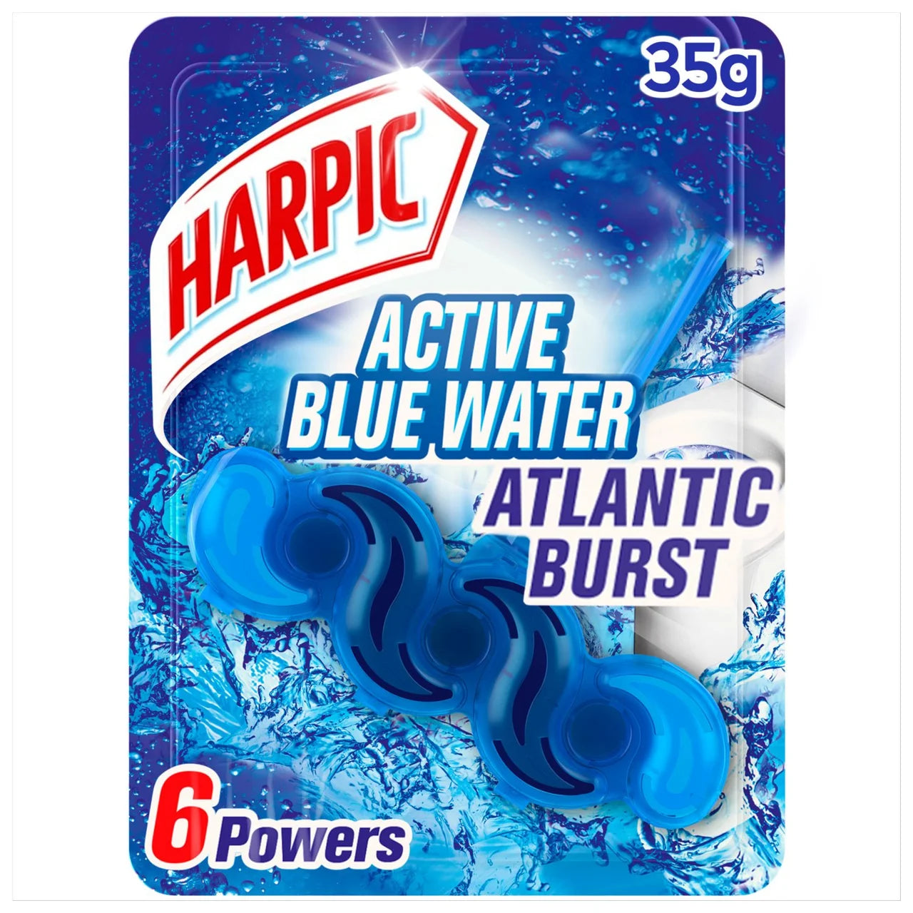 Harpic Fresh Power 6 Rim Block Atlantic Burst Toilet Cleaner 39g