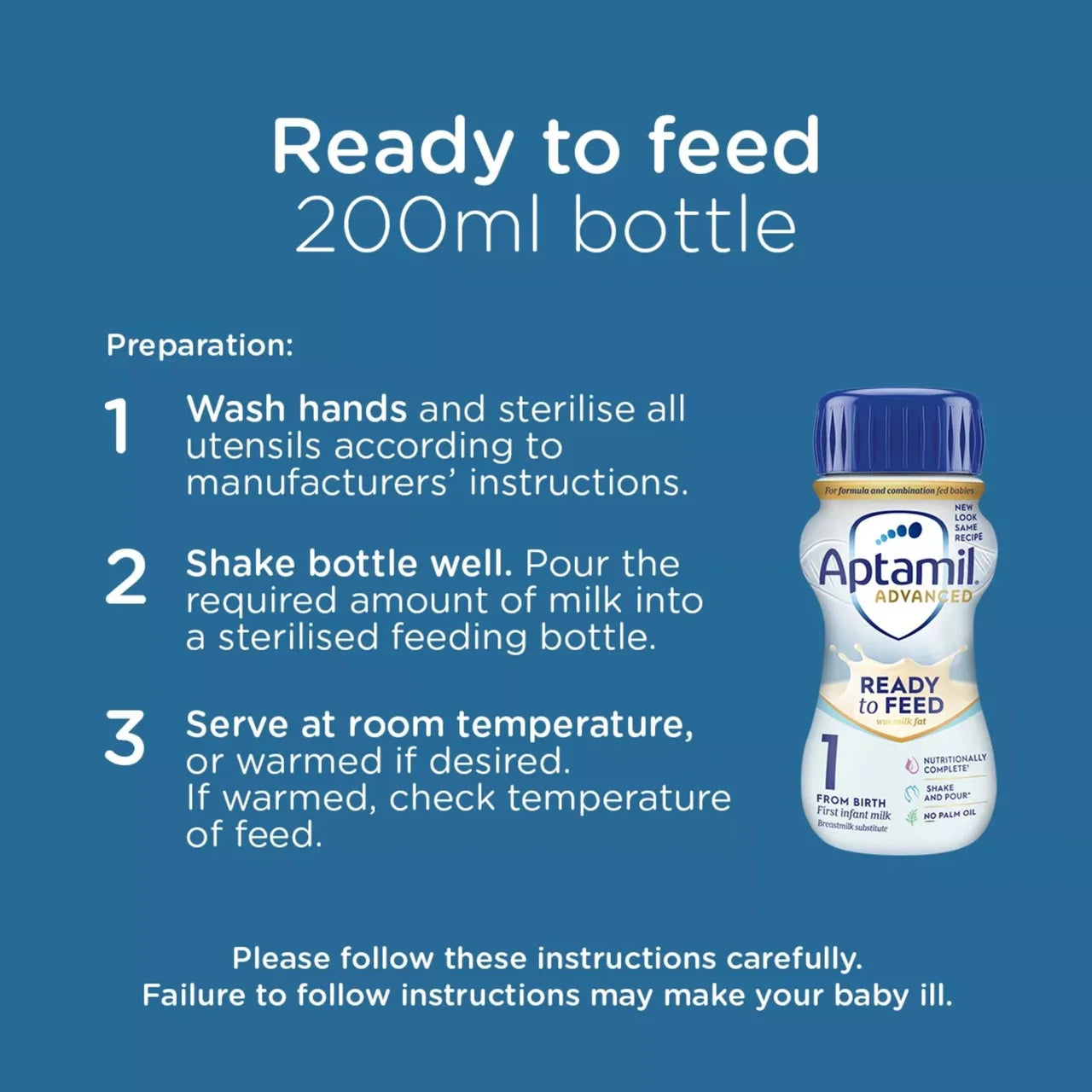 Aptamil Advanced First Infant Baby Milk Formula Liquid from Birth 4 x 200ml