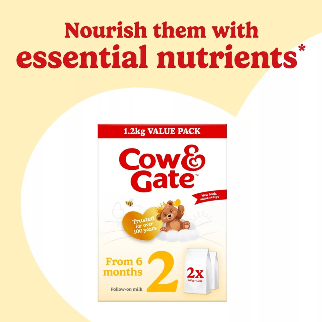 Cow & Gate 2 Follow On Baby Milk Formula Powder 6-12 Months Big Pack , 2 x 600g