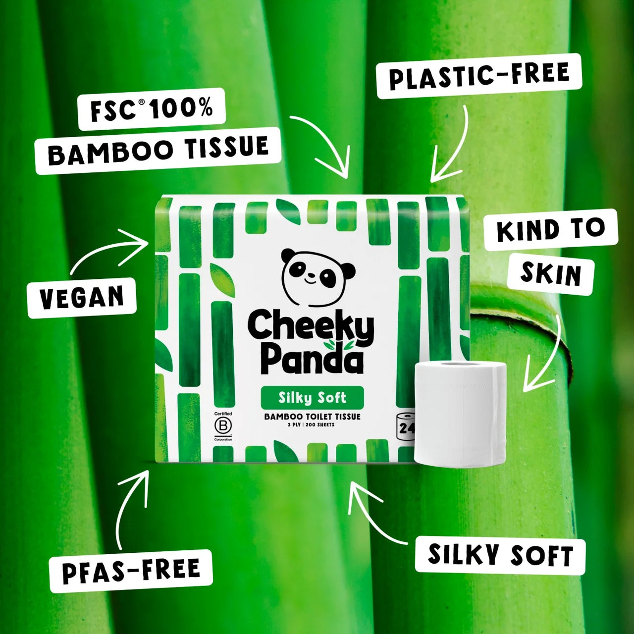 Cheeky Panda Silky Soft Bamboo Toilet Paper 24 per pack