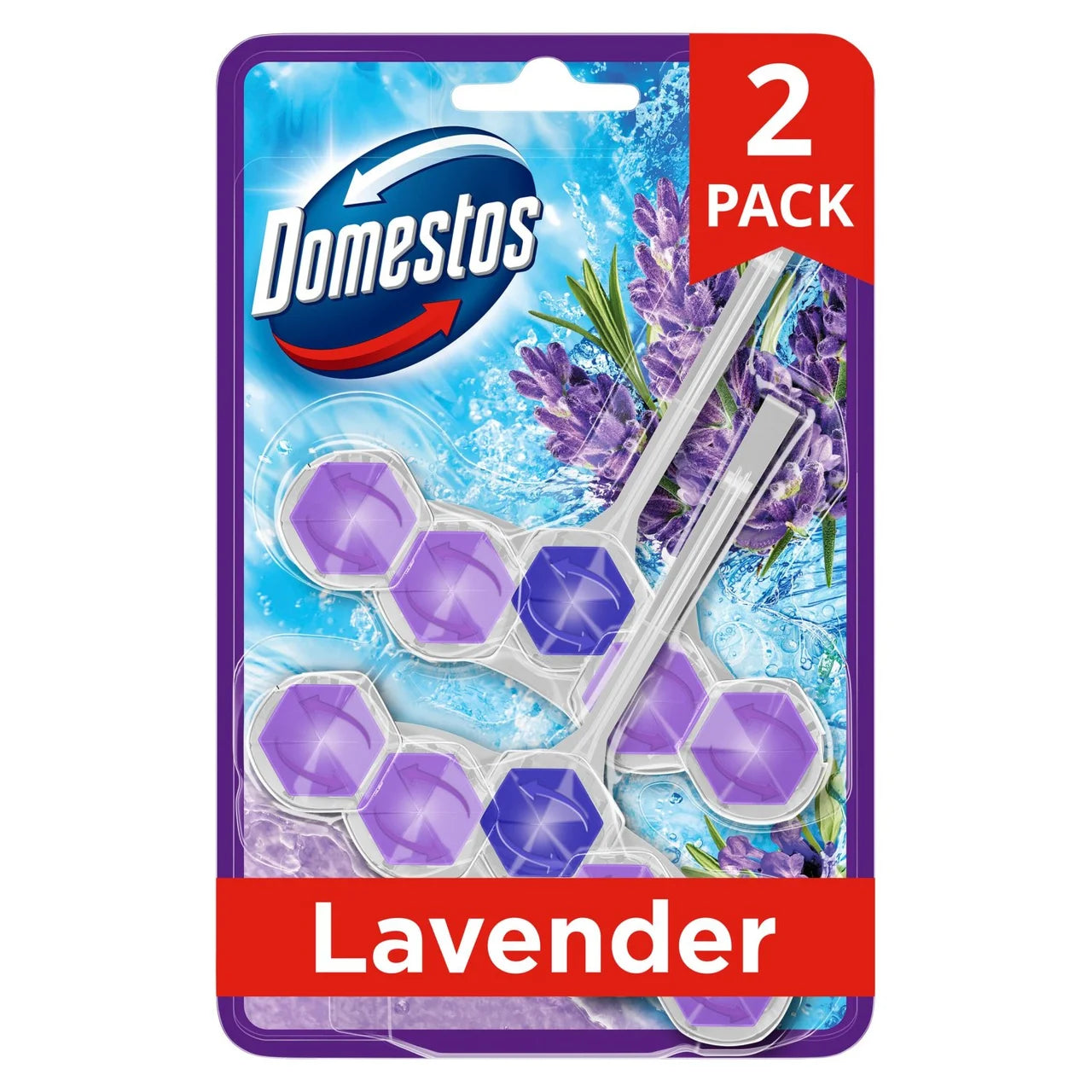 Domestos Power 5 Toilet Rim Block Lavender 2 per pack