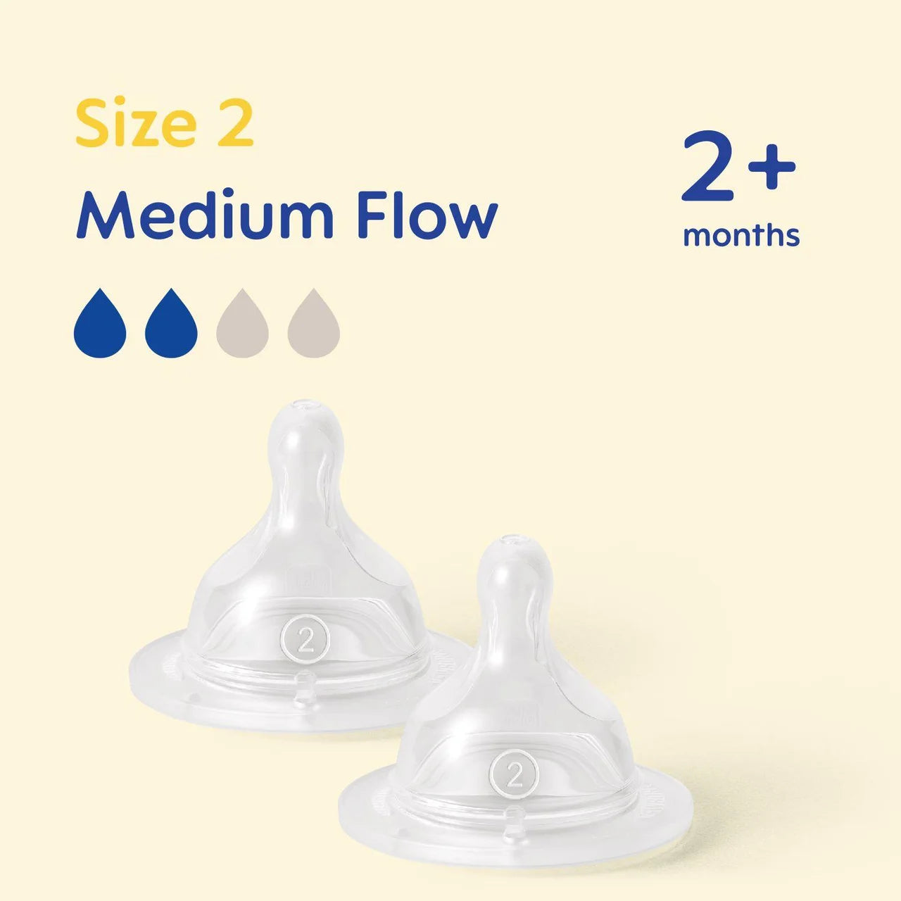 MAM Silicone Bottle Teats Medium Flow 2+ Months Level 2 , 2 per pack