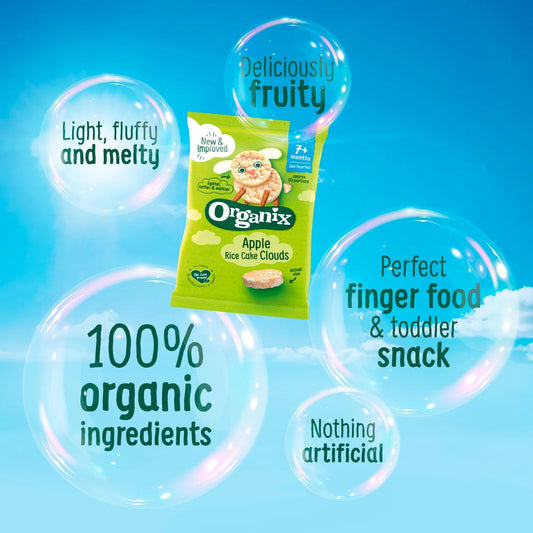 Organix Apple Rice Cake Clouds Organic Baby Snacks 7 months+