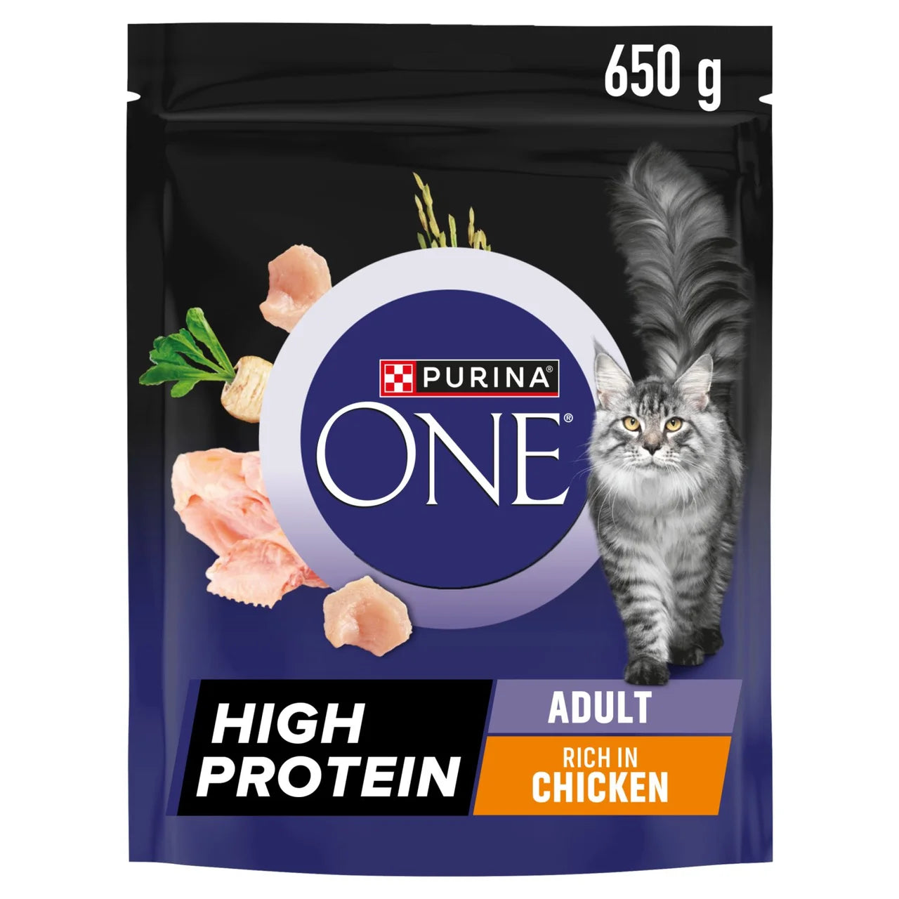 Purina One High Protein Chicken Dry Cat Food 650g