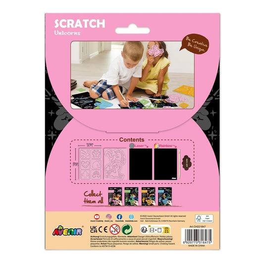 Avenir Scratch With Stencil Unicorn 6 per pack