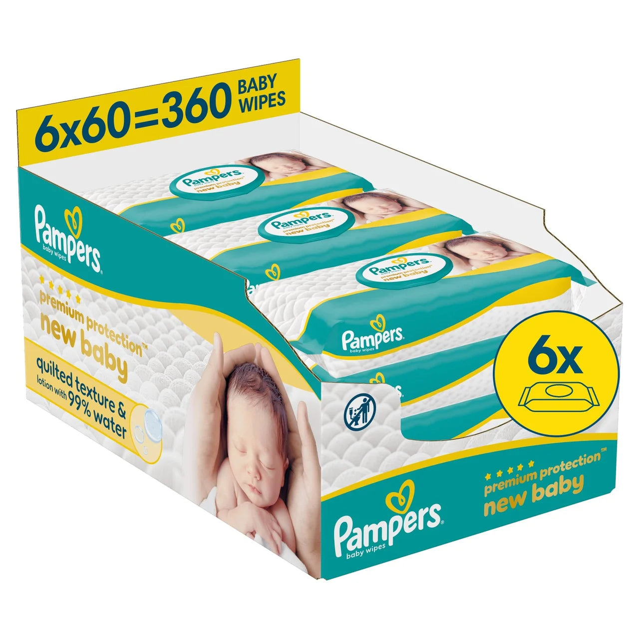 Pampers New Baby Wipes 6x60 , 360 per pack