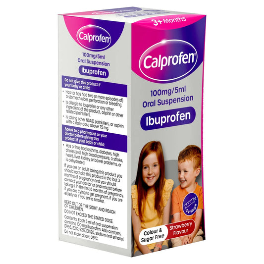 Calprofen Strawberry Ibuprofen Liquid, 3+mths ,  100ml