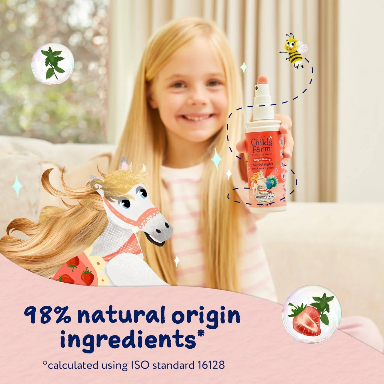 Childs Farm Tangle Taming 3 in 1 Hair Detangler Strawberry & Mint 100ml