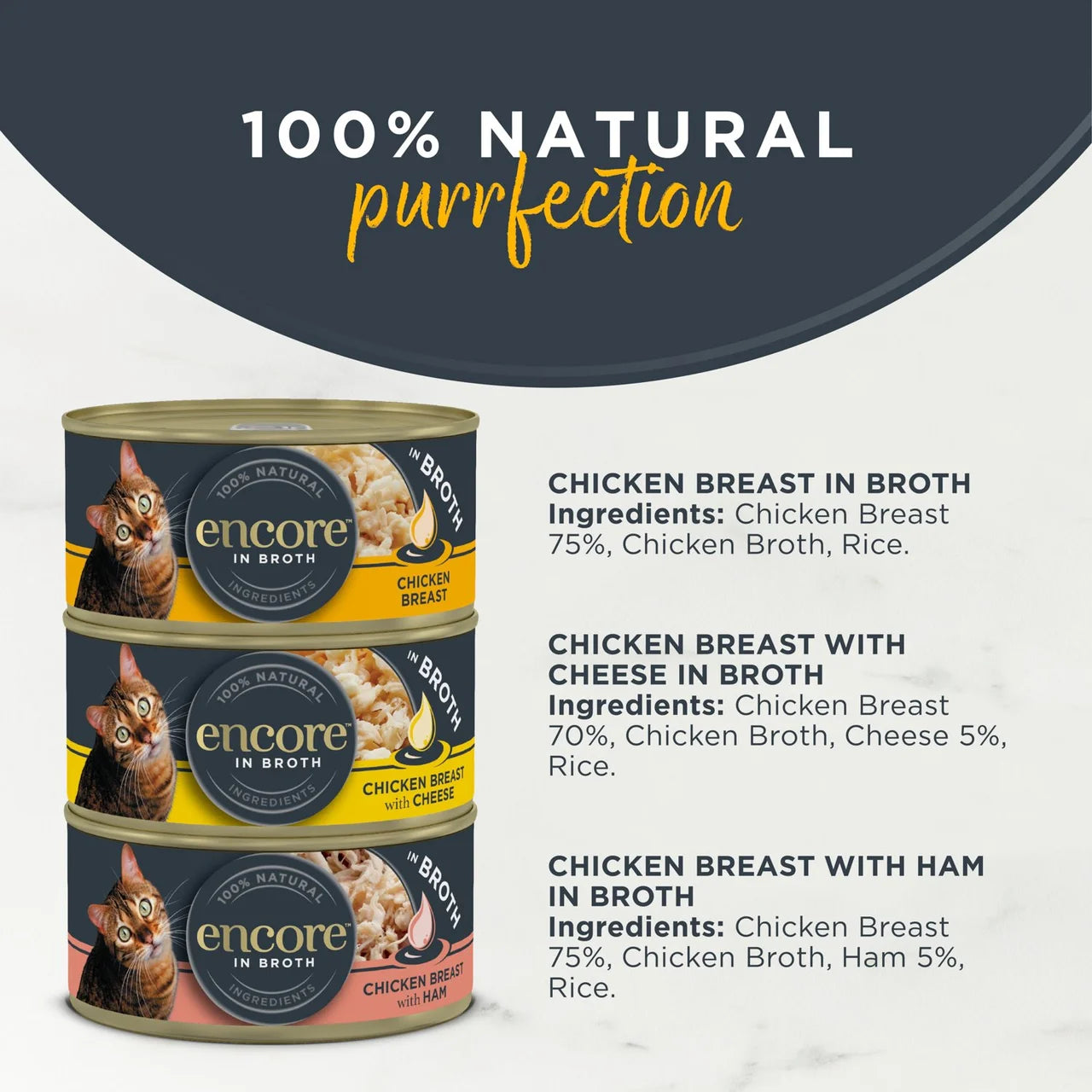 Encore Natural Wet Cat Food Multipack Chicken Selection Tins in Broth 8 x 70g