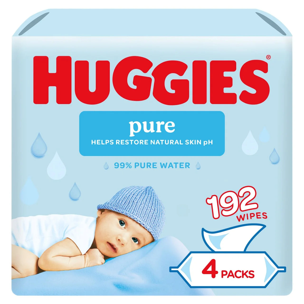 Huggies Pure Baby Wipes Quad Pack 4 x 48 per pack