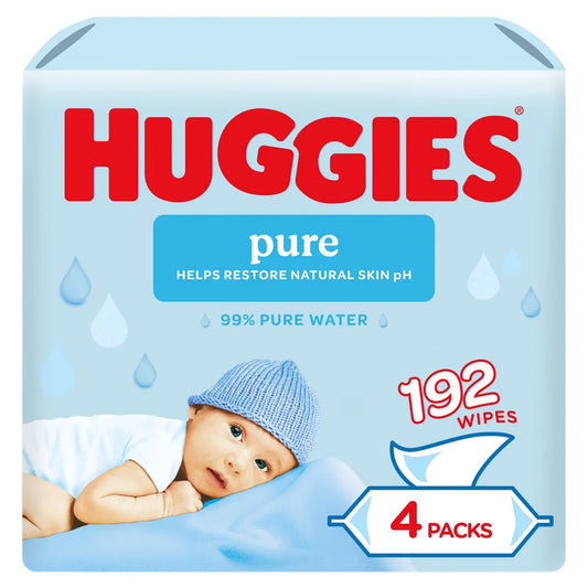Huggies Pure Baby Wipes Quad Pack 4 x 48 per pack