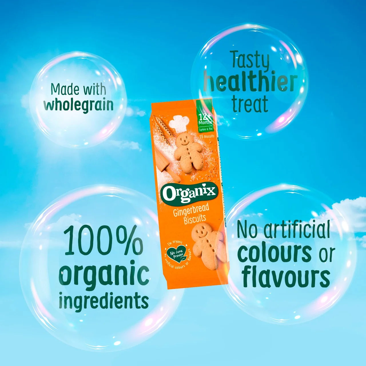 Organix Gingerbread Men Biscuits Toddler Snack 12+ Months 135g