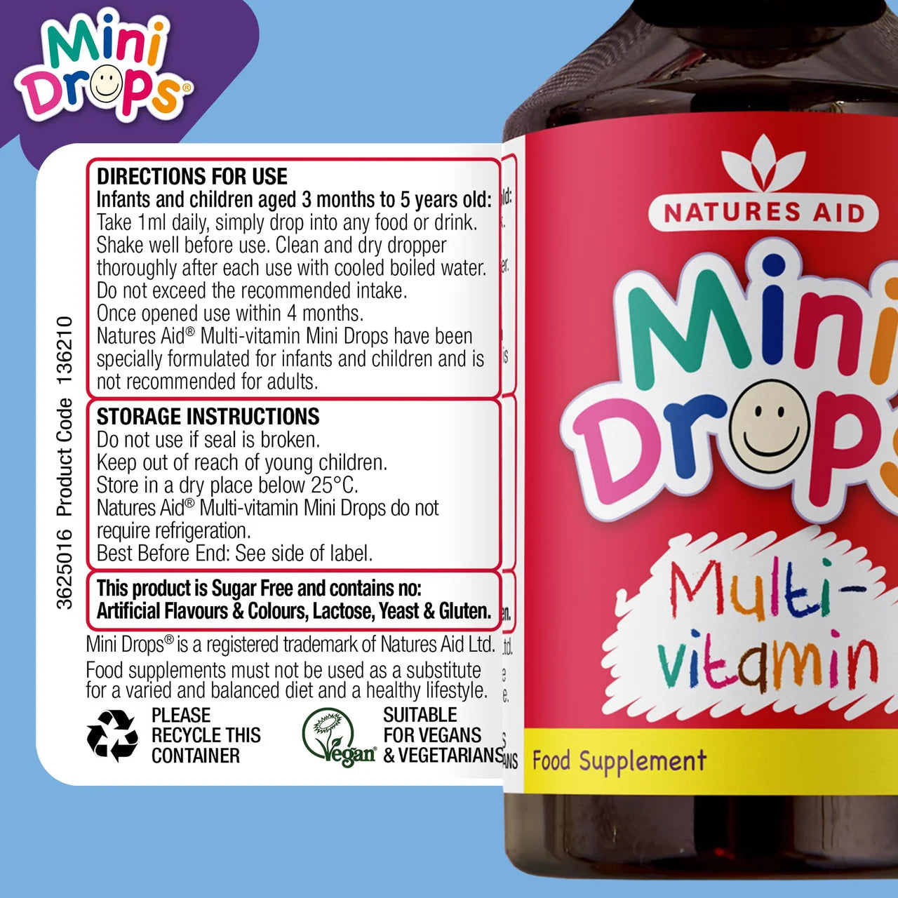 Natures Aid Mini Drops Multivitamin for Infants & Children 50ml