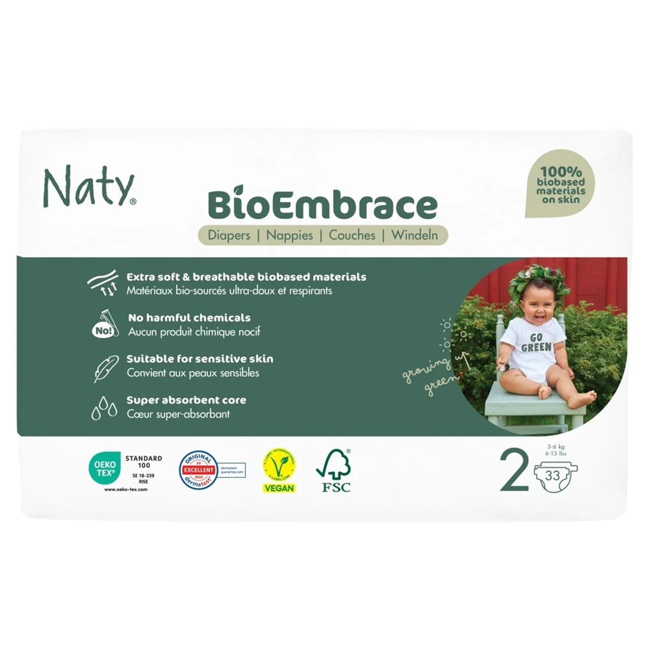 Naty BioEmbrace Nappies Size 2 (3-6kg) 33 per pack