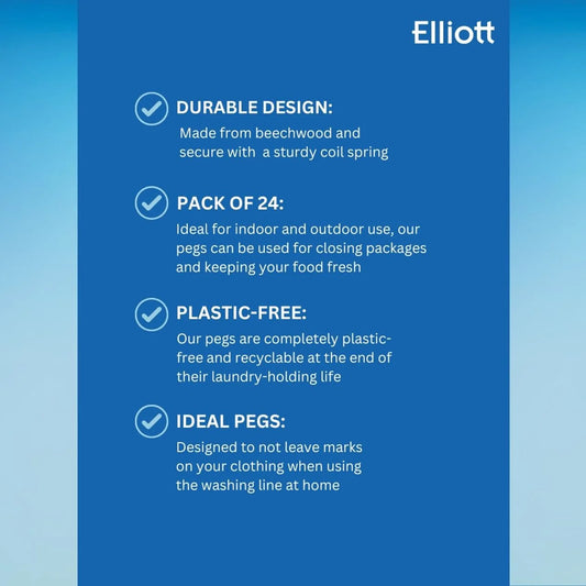 Elliotts Beech Wood Dolly Pegs 24 per pack