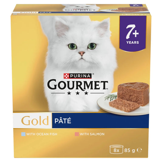 Gourmet Gold Senior 7+ Pate Fish Wet Cat Food 8 x 85g