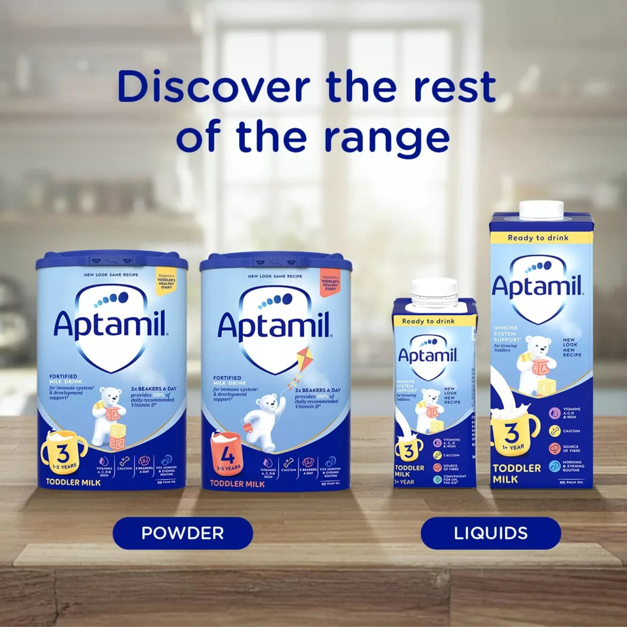 Aptamil 3 Baby Toddler Milk Formula Liquid 1-3 Years 1L