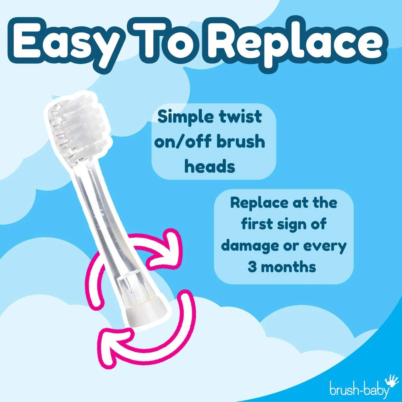 Brush-Baby BabySonic Replacement Toothbrush Heads, 18-36 mths , 4 per pack
