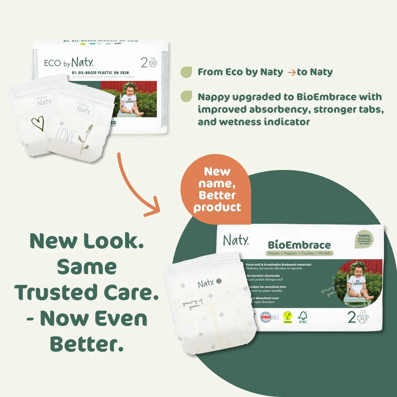 Naty BioEmbrace Nappies Size 2 (3-6kg) 33 per pack