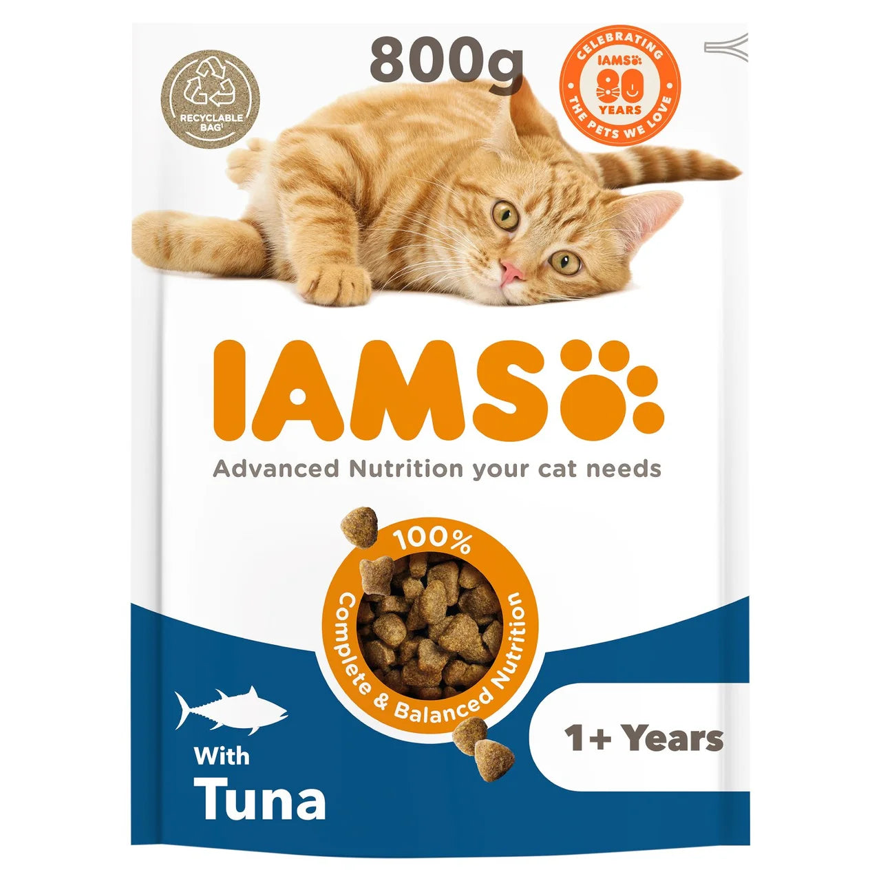 IAMS Advanced Nutrition Adult Dry Cat Food Tuna 800g