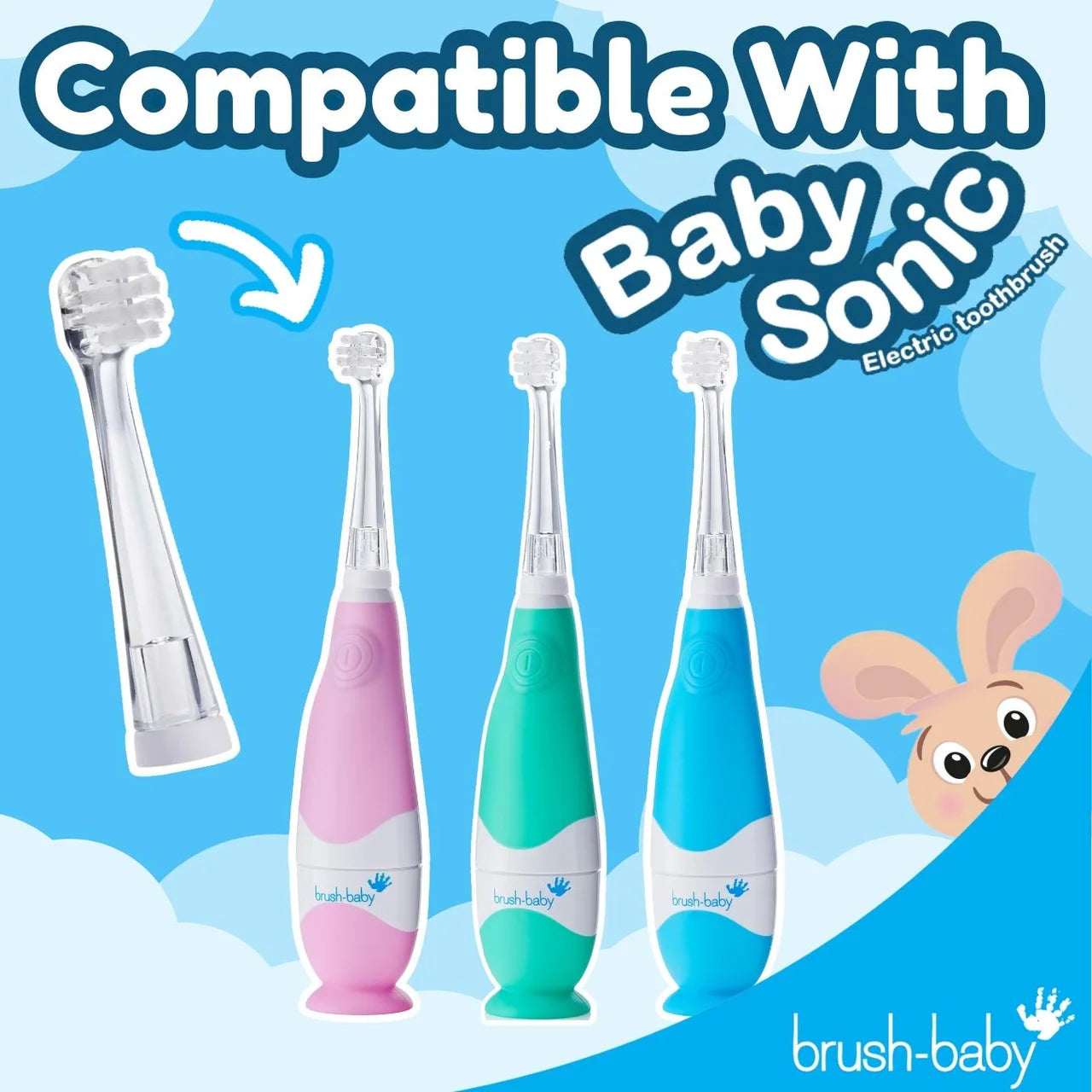 Brush Baby Babysonic Replacement Brush Heads 0-18 Months , 2 per pack