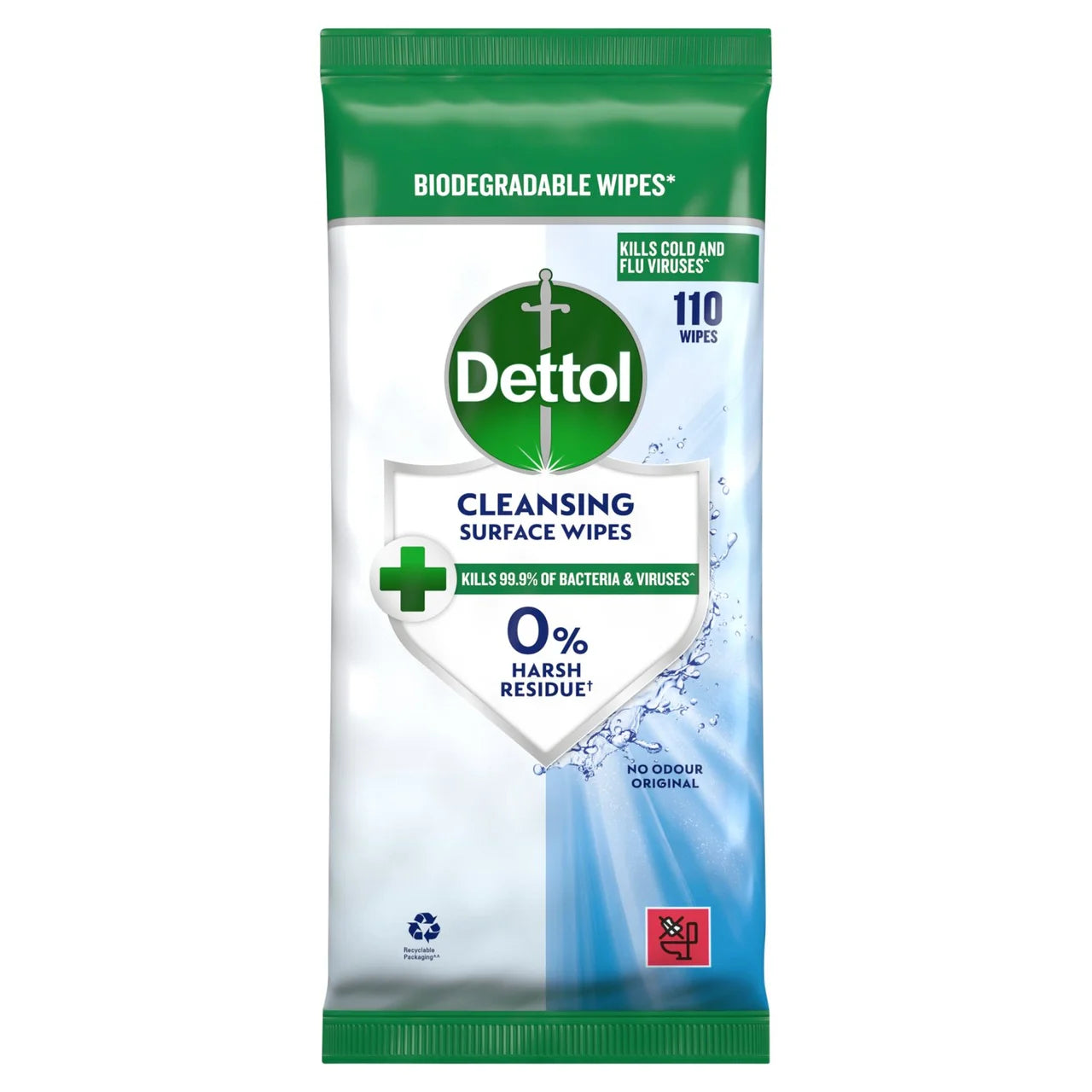 Dettol Antibacterial Biodegradable Multi Surface Cleansing Wipes, 4x110
