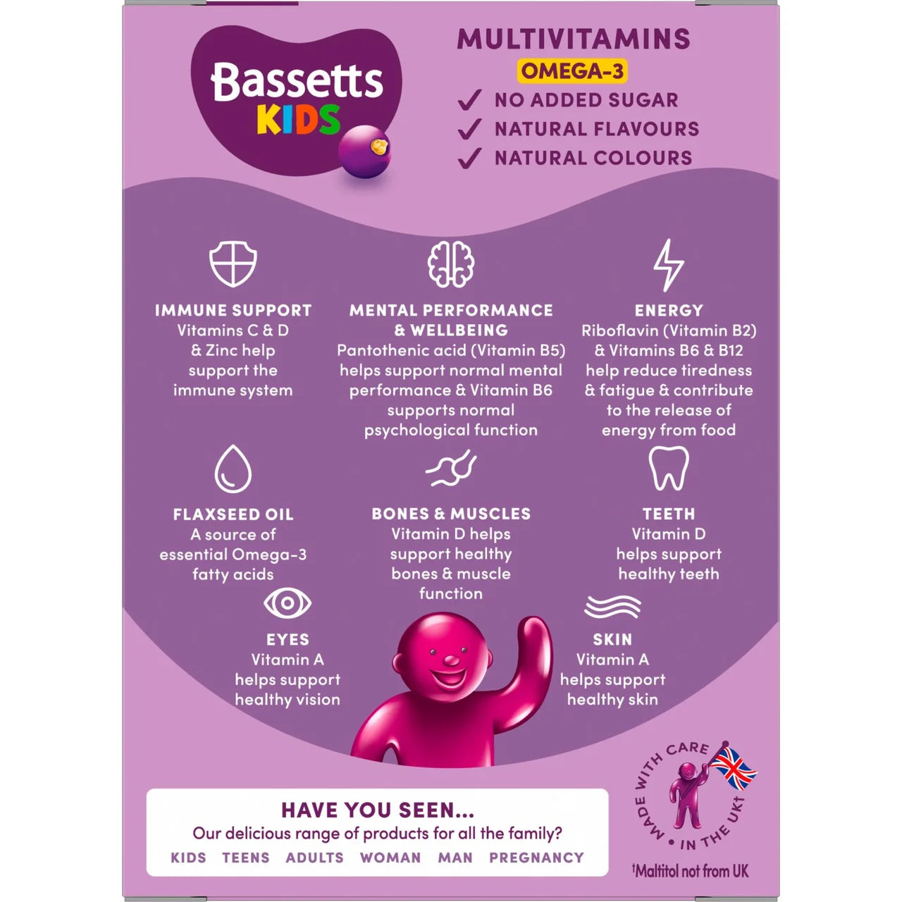 Bassetts Blackcurrant & Apple Omega 3 & Multivitamins 3-6yrs , 30 per pack