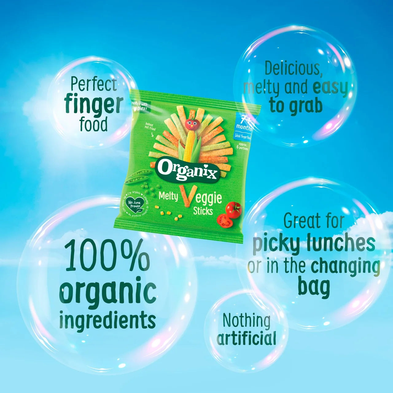 Organix Melty Veggie Sticks Organic Baby Puffs Multipack 7 months+ 4 x 15g