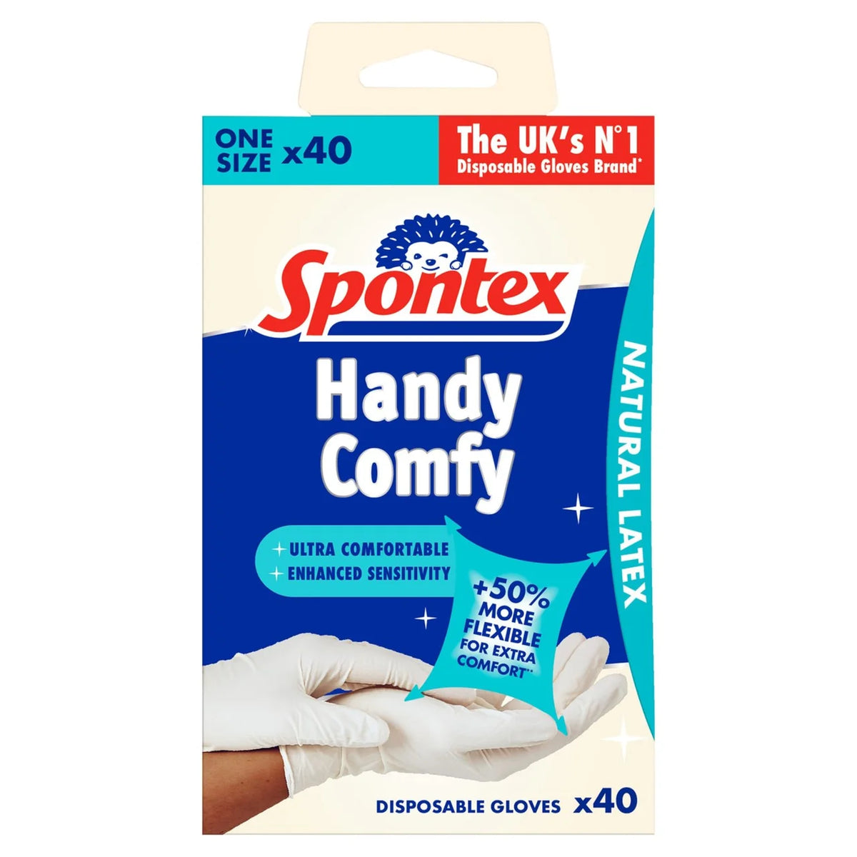 Spontex Comfortable Latex Disposable Gloves Multipurpose Cleaning 40 per pack