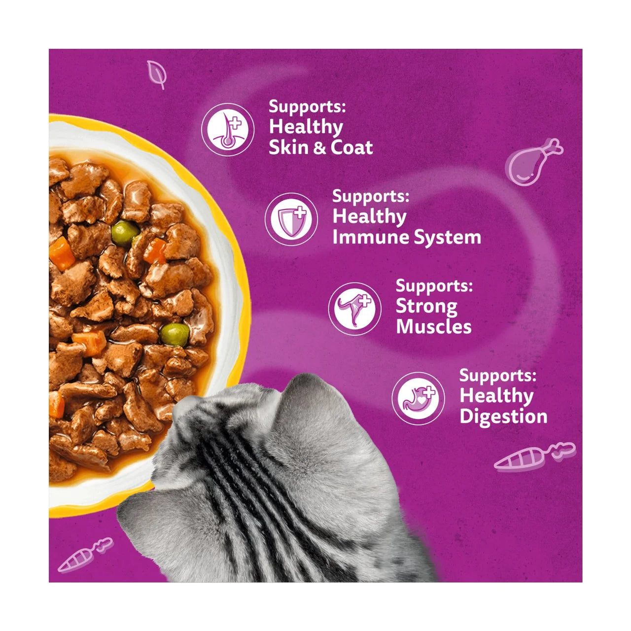 Whiskas 1+ Wet Cat Food Pouches Aromatic Poultry in Gravy 12 x 85g