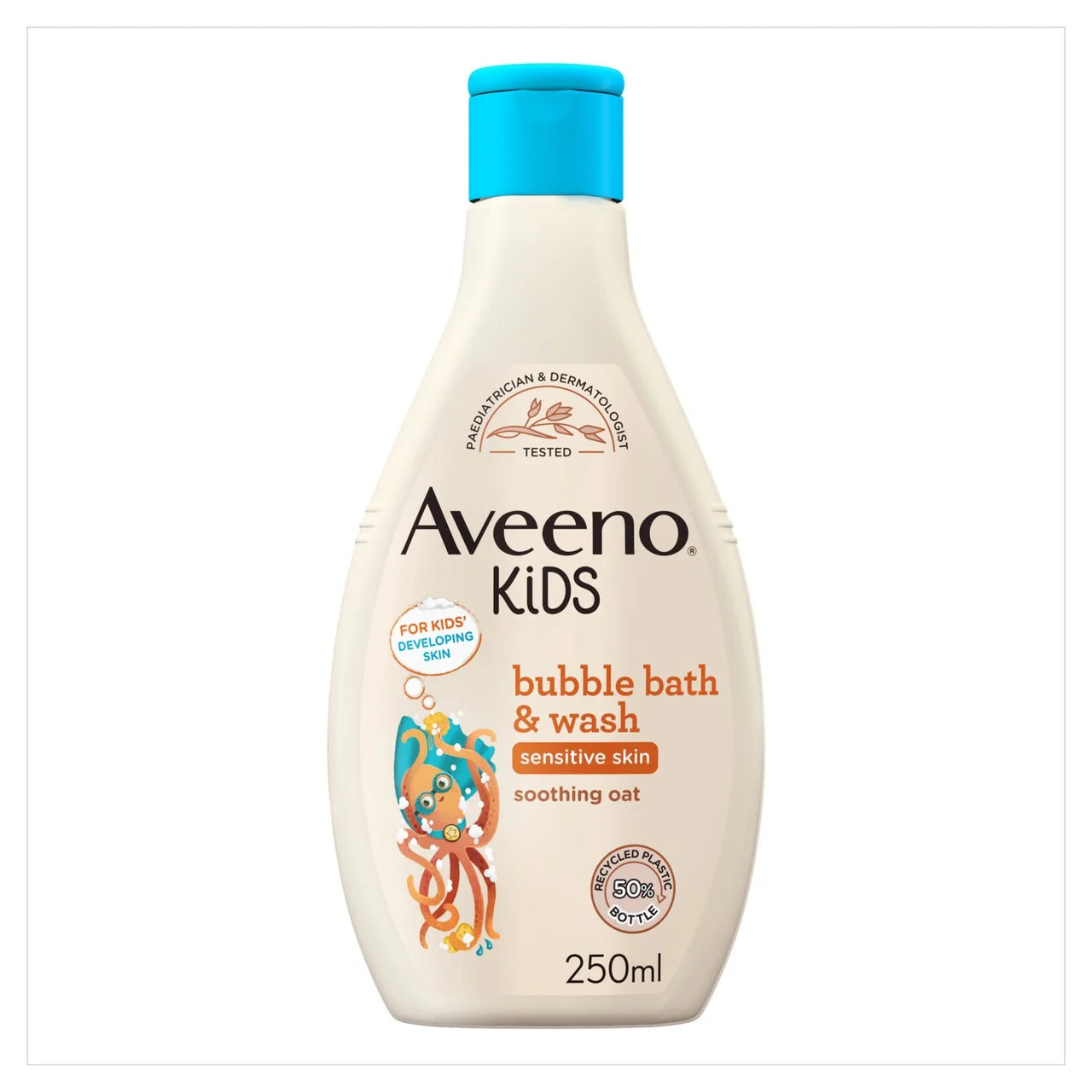 Aveeno Kids Bubble Bath and Wash with Soothing Oat for Sensitive Skin 250ml
