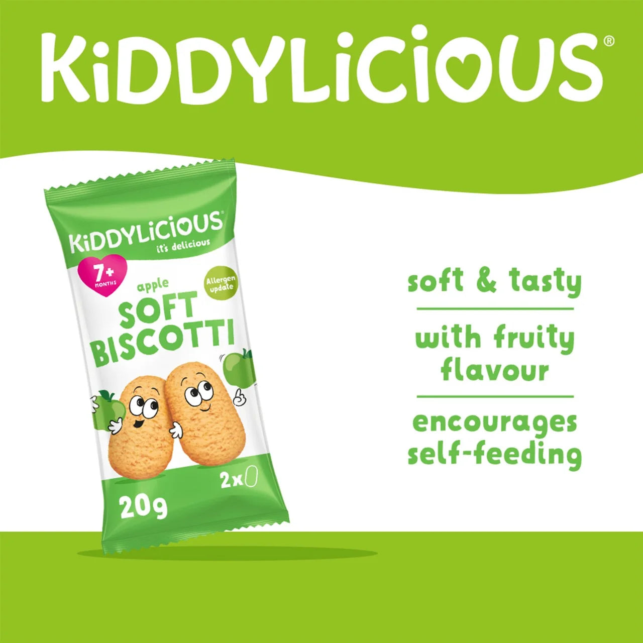 Kiddylicious Apple Soft Biscotti Baby Snacks Multi 6 x 20g