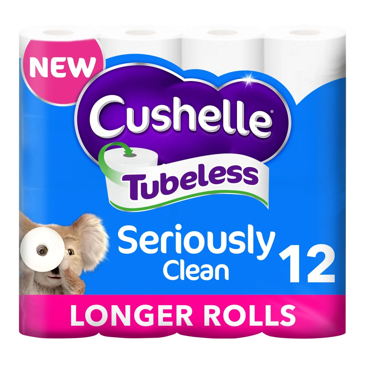 Cushelle Seriously Clean Mega Toilet Rolls, 50% More Sheets 12 per pack