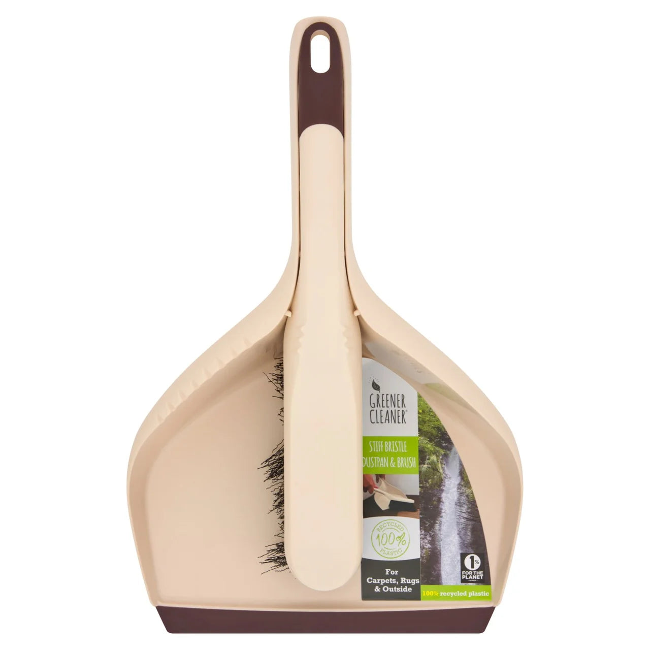 Greener Cleaner Stiff Dustpan & Brush Cream 100% Recycled Plastic