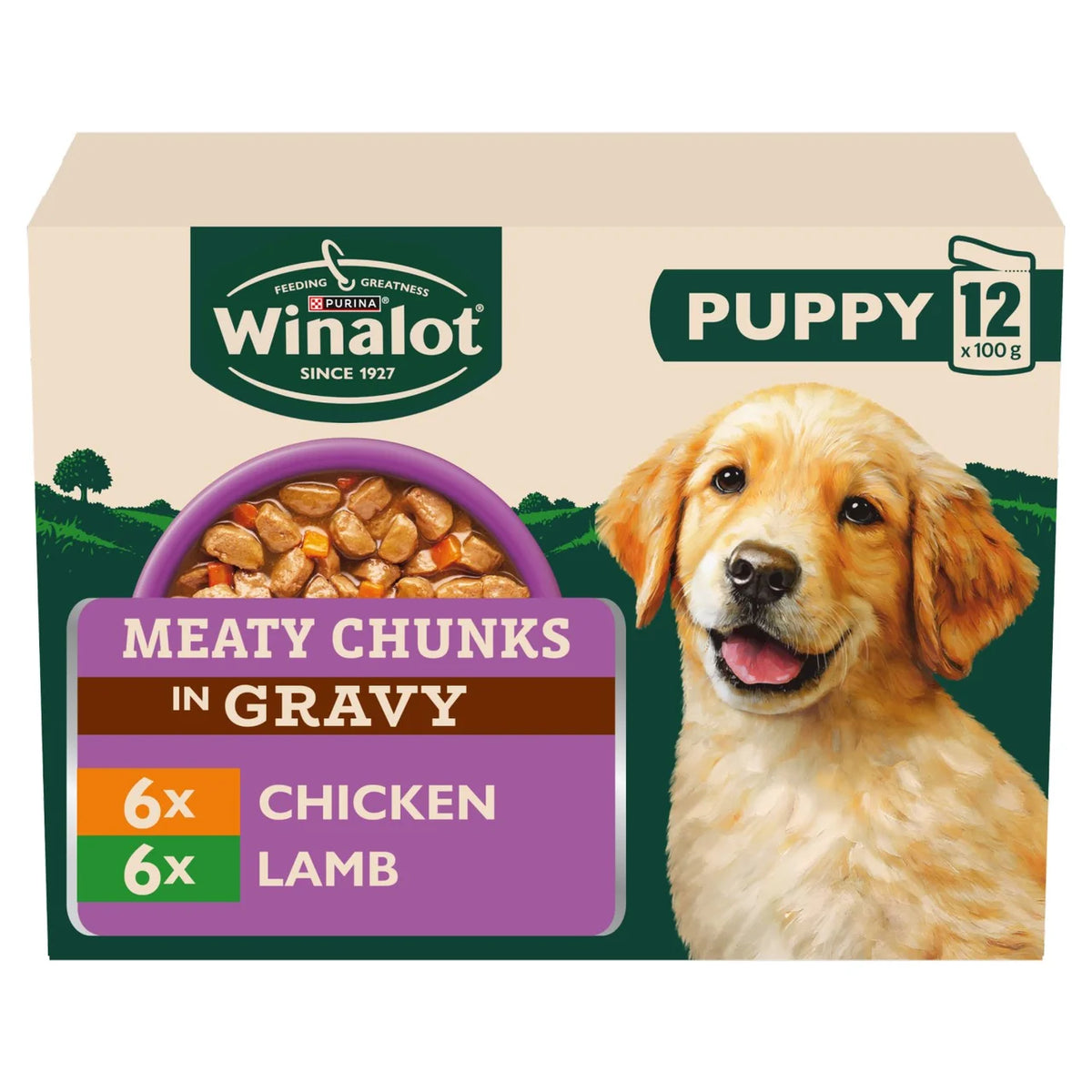 Winalot Meaty Chunks Puppy Mixed in Gravy Wet Dog Food 12 x 100g