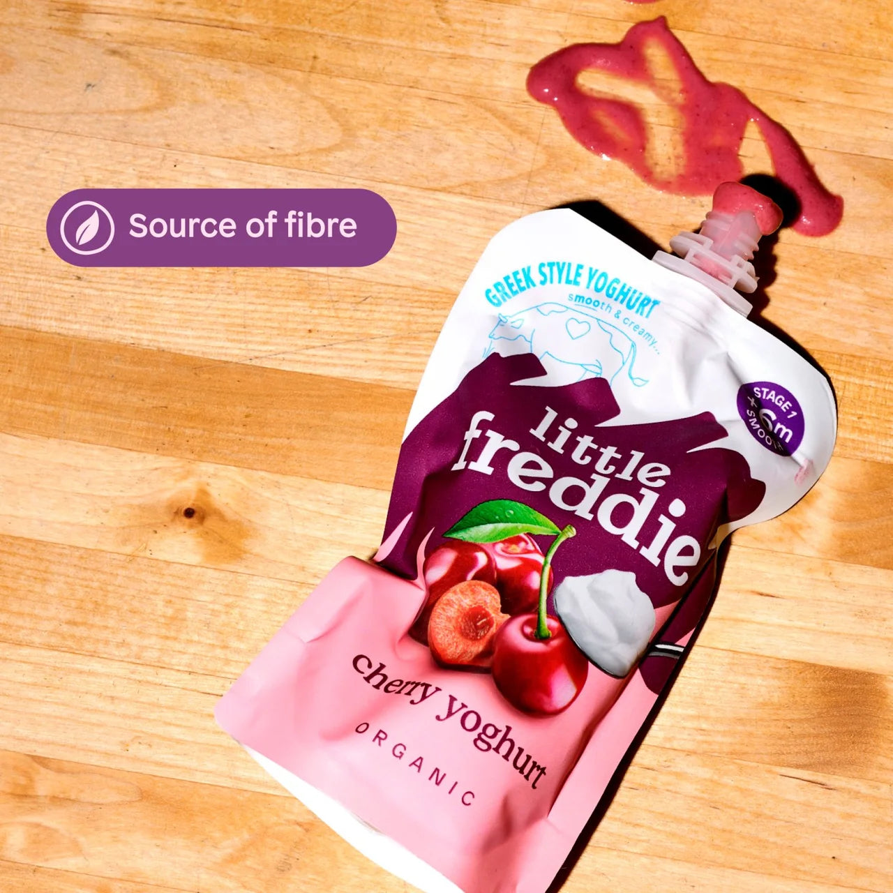 Little Freddie Cherry Greek Style Yoghurt Baby Food Pouch 6+ Months 100g