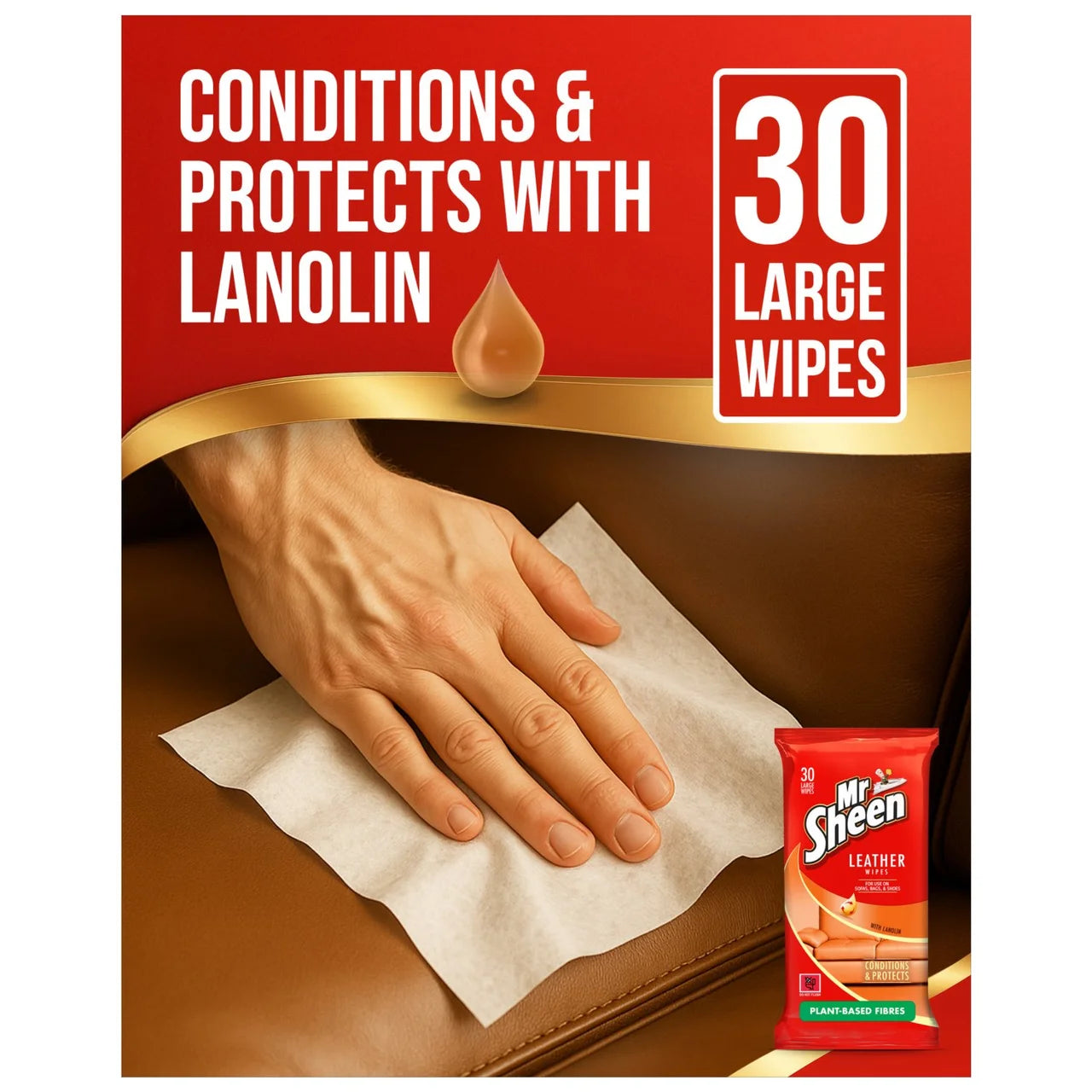 Mr Sheen Leather Polish Wipes 30 per pack