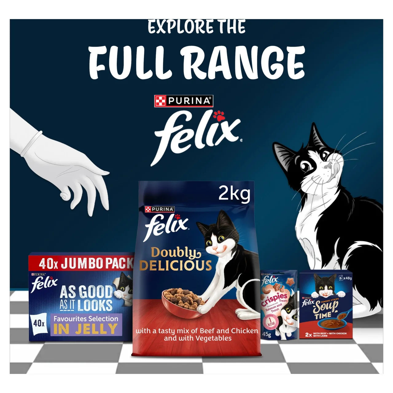 Felix Doubly Delicious Beef Chicken & Vegetables Dry Cat Food 750g