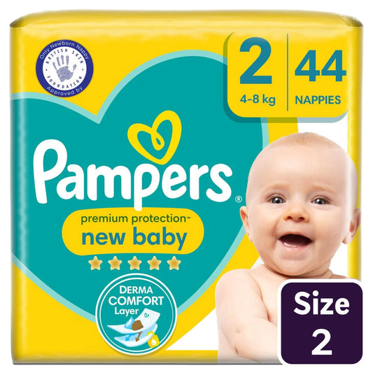 Pampers New Baby Nappies, Size 2 (4-8kg) Essential 44 per Pack